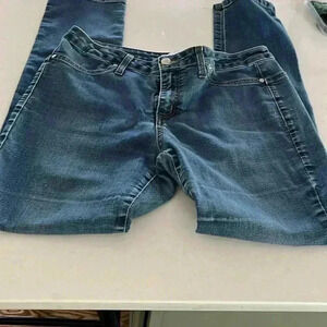 Margaret M Womens Jeans Dark Wash 12 Straight Leg Zip/Button Fly Front Pockets